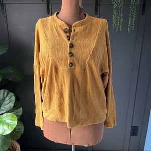 Madewell texture and thread seamed Henley in Egyptian gold